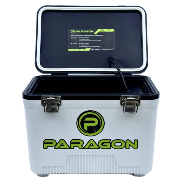 A paragon cooler with the lid open.