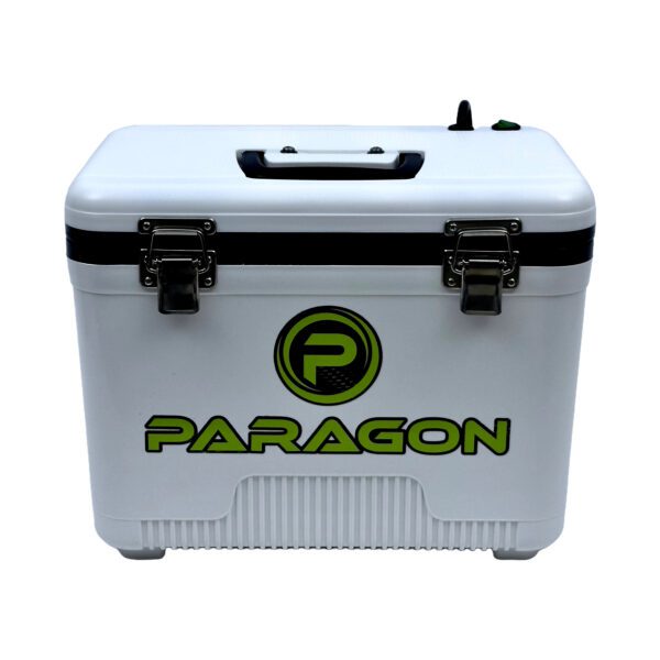 A paragon cooler sitting on top of a table.
