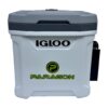 White Igloo cooler with Paragon logo.