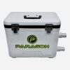 White Paragon cooler with hoses and logo.