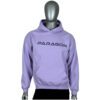 A person wearing a purple hoodie with the word paragon on it.