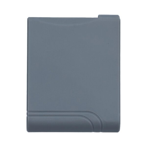 A gray plastic case with a corner on top of it.