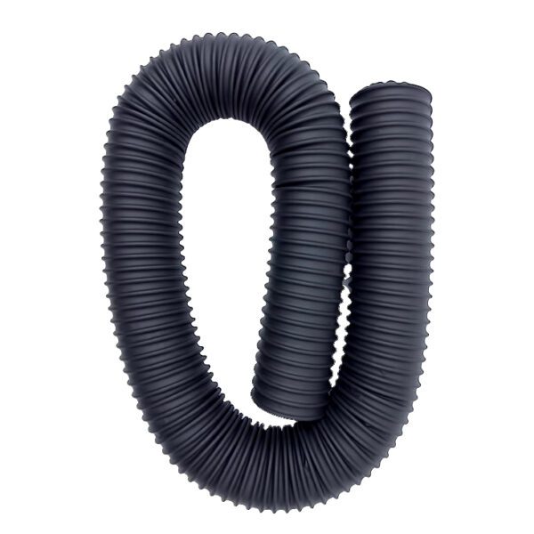 A black hose is curled up to make it look like it's rolled up.
