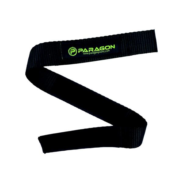 A black strap with the word paragon written on it.