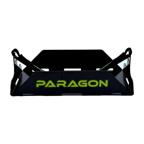 A black and yellow sign that says paragon.