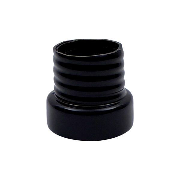A black plastic tube with a ring around it.
