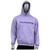 A person wearing a purple hoodie with the word paragon on it.